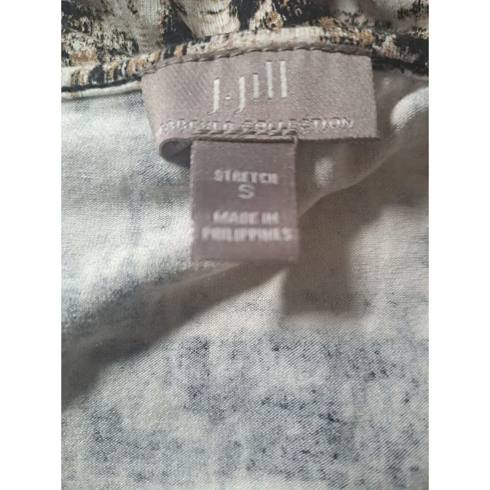 J. Jill Tunic Top Brown Black Jersey Knit Scoop Neck Flared  Size Small‎